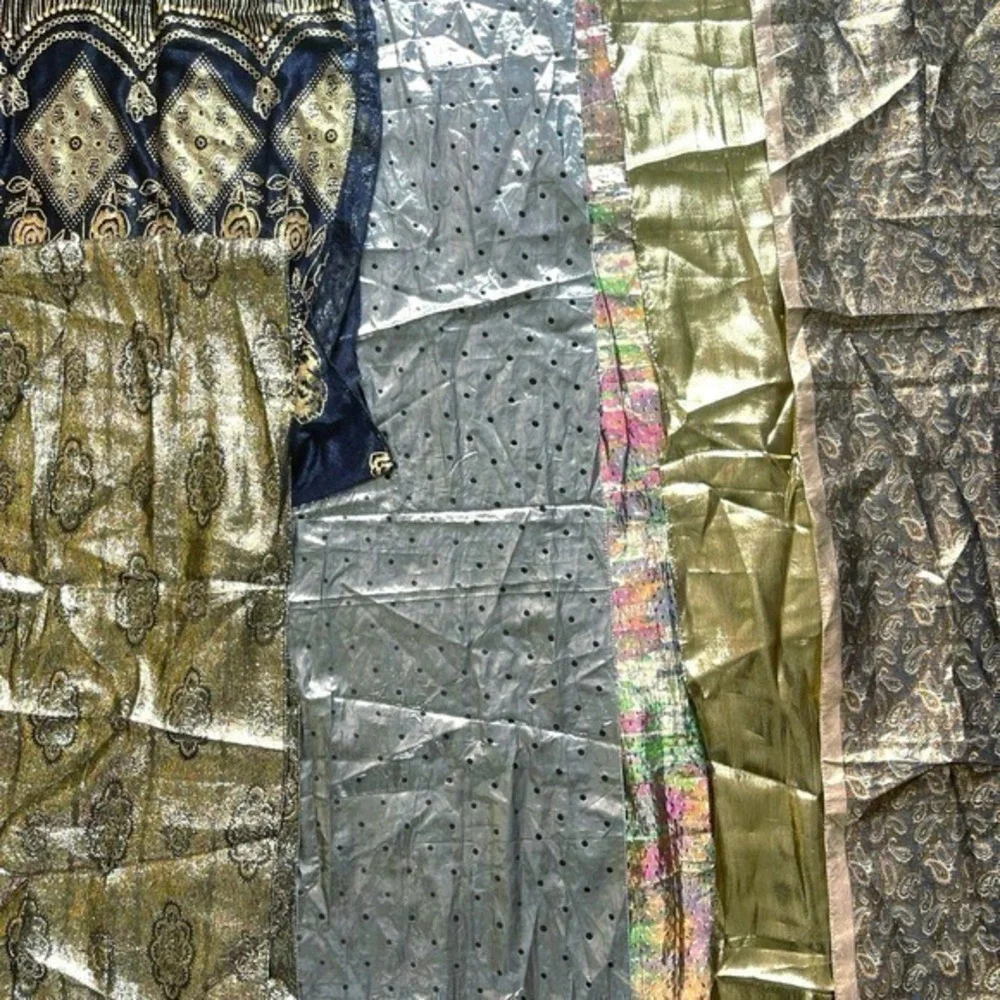 Large Lot 6 Vintage Lurex Lamé Rayon Gold, Silver Metallic Scarf Scarves 80s-90s - Picture 1 of 15